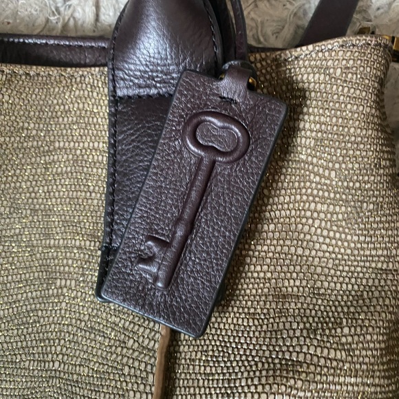 Fossil bag. NWOT. Gold flick and brown leather - Picture 7 of 12